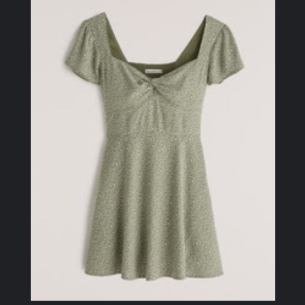 L green print knot front mini dress
